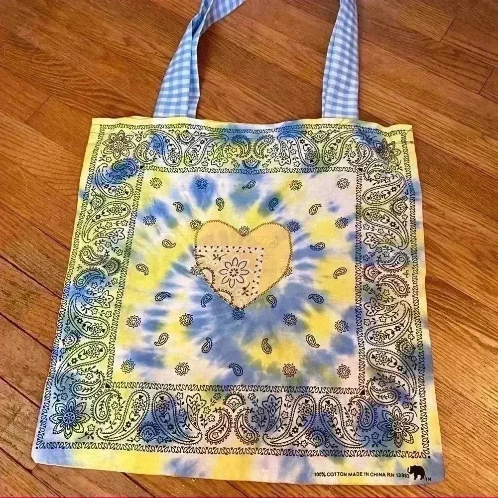 Handmade tie dye Boho tote bag